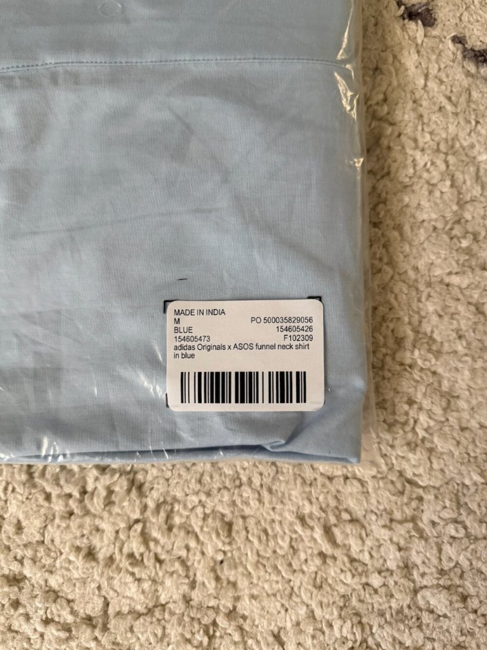 adidas Originals x ASOS funnel neck shirt in blue - size medium - Picture 8 of 9